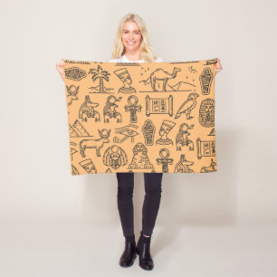 Hintergrund des ägyptischen Hieroglyphischen Symbo Fleecedecke
