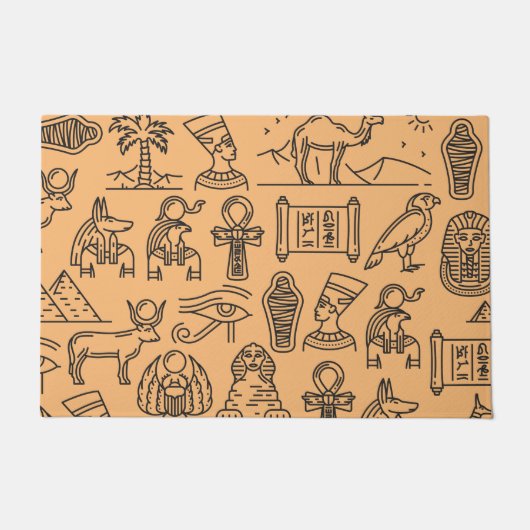 Hintergrund des ägyptischen Hieroglyphischen Symbo Fußmatte (Vorderseite)