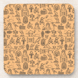 Hintergrund des ägyptischen Hieroglyphischen Symbo Getränkeuntersetzer