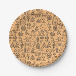 Hintergrund des ägyptischen Hieroglyphischen Symbo Pappteller
