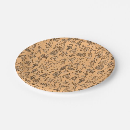 Hintergrund des ägyptischen Hieroglyphischen Symbo Pappteller (Schrägansicht)