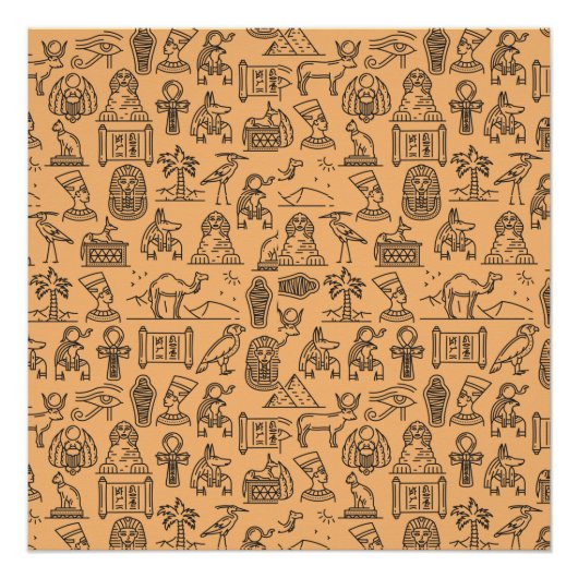 Hintergrund des ägyptischen Hieroglyphischen Symbo Poster (Vorderseite)