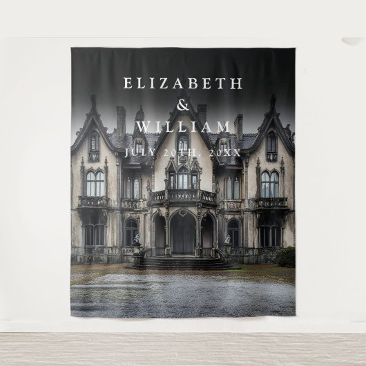 Hintergrund des alten gotischen Herrenhauses Foto  Wandteppich (Vorderseite)