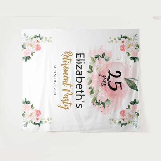 Hintergrund des Apple Floral Teacher Retirement Pa Wandteppich (Vorderseite (Horizontal))