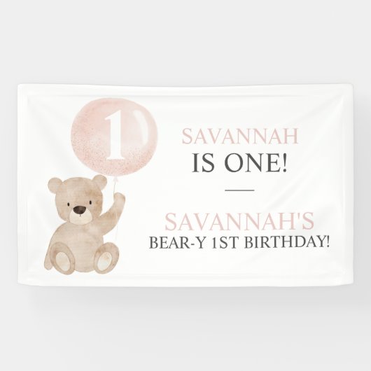 Hintergrund des Banners "Beary First Birthday" Banner (Horizontal)