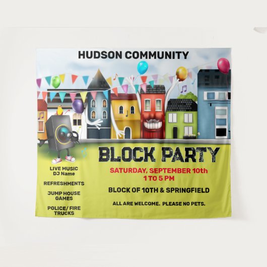 Hintergrund des Banners im Nachbarschaftsblock-Par Wandteppich (Vorderseite (Horizontal))