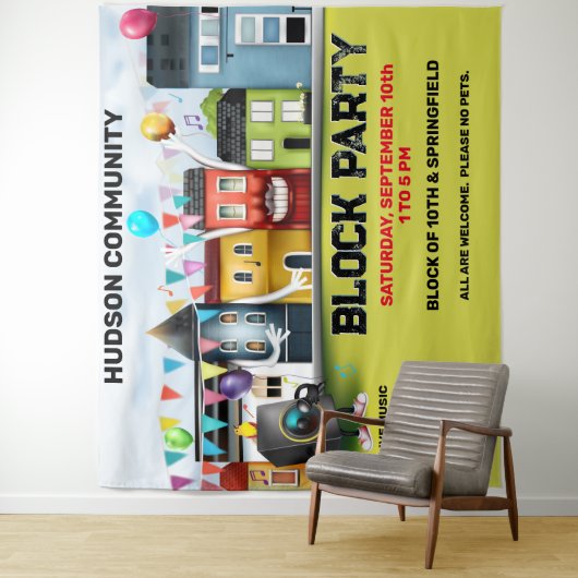 Hintergrund des Banners im Nachbarschaftsblock-Par Wandteppich (Beispiel)