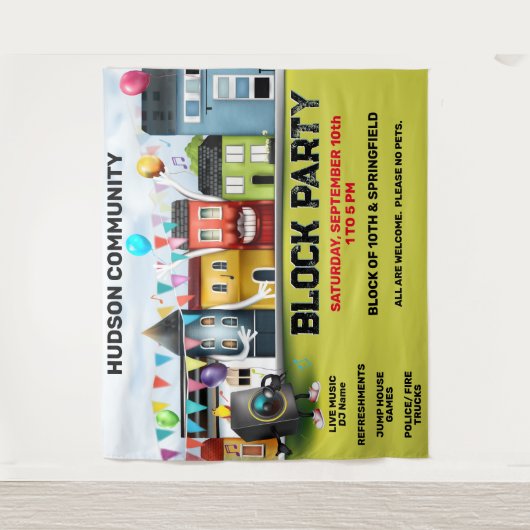 Hintergrund des Banners im Nachbarschaftsblock-Par Wandteppich (Vorderseite)