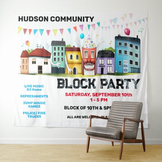 Hintergrund des Banners im Nachbarschaftsblock-Par Wandteppich (Beispiel (Horizontal))