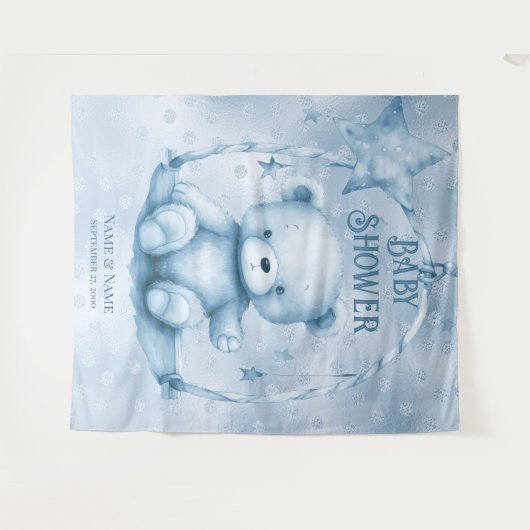 Hintergrund des blauen Teddy-Bären Wandteppich (Vorderseite (Horizontal))