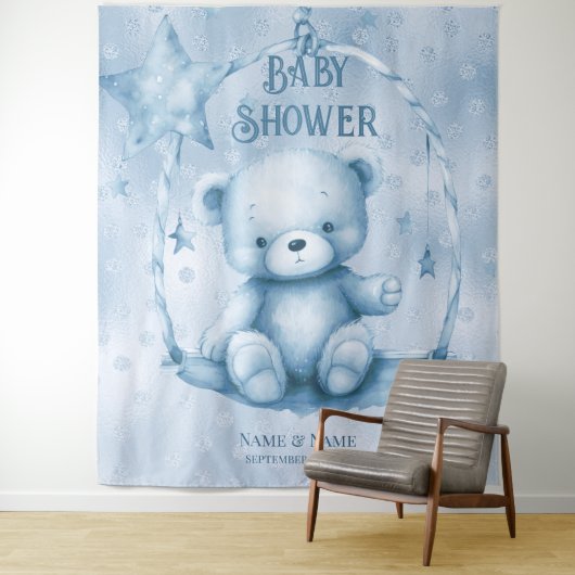 Hintergrund des blauen Teddy-Bären Wandteppich (Beispiel)