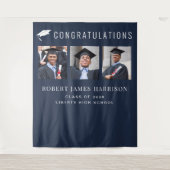 Hintergrund des Blue-Foto-Kabels der Graduierungsp Wandteppich (Vorderseite)