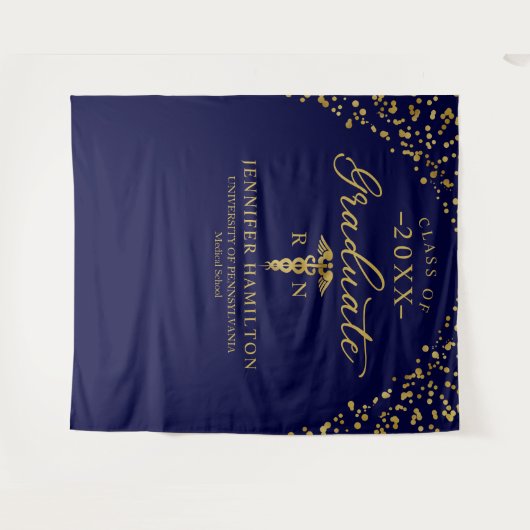 Hintergrund des Blue-Gold-Abschlüsse in der Medizi Wandteppich (Vorderseite (Horizontal))