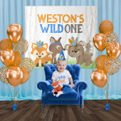 Hintergrund des Blue Wild One Woodland Animals Par Wandteppich