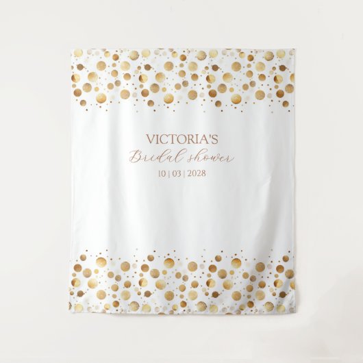 Hintergrund des Brautparty: Gold und Weiß Wandteppich (Vorderseite)