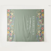 Hintergrund des Brautparty "Grüne Wildblumen" Wandteppich (Vorderseite (Horizontal))