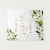 Hintergrund des Brautparty mit weißer und goldfarb Wandteppich (Vorderseite (Horizontal))