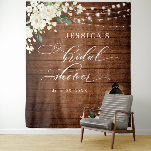 Hintergrund des Brautparty Weißrosen Lantern Holz Wandteppich (Beispiel)