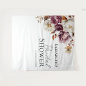 Hintergrund des Burgundy Floral Fall Brautparty Wandteppich (Vorderseite (Horizontal))