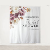 Hintergrund des Burgundy Floral Fall Brautparty Wandteppich (Vorderseite)