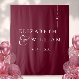 Hintergrund des Burgundy Monogram Wedding Foto Wandteppich