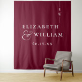 Hintergrund des Burgundy Monogram Wedding Foto Wandteppich (Beispiel)