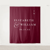 Hintergrund des Burgundy Monogram Wedding Foto Wandteppich (Vorderseite)