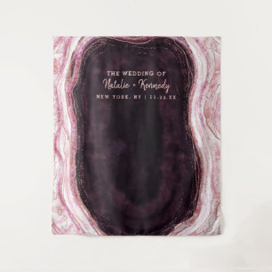 Hintergrund des Burgundy & Rose Gold Geode Foto Bo Wandteppich