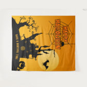 Hintergrund des Cartoon Spuk Mansion Halloween-Par Wandteppich (Vorderseite (Horizontal))