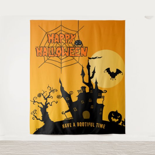 Hintergrund des Cartoon Spuk Mansion Halloween-Par Wandteppich (Vorderseite)