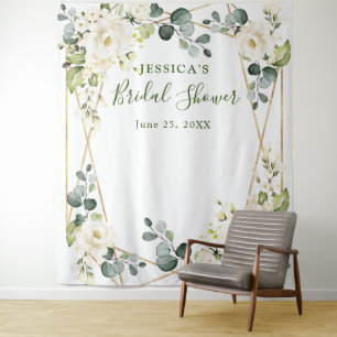 Hintergrund des Chic-Foto-Standes im White Rose Br Wandteppich