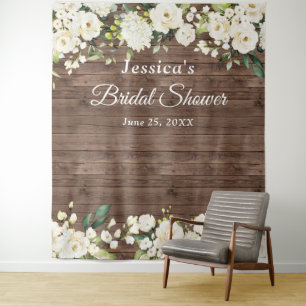 Hintergrund des Chic-Foto-Standes im White Rose Br Wandteppich