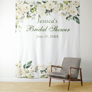 Hintergrund des Chic-Foto-Standes im White Rose Br Wandteppich