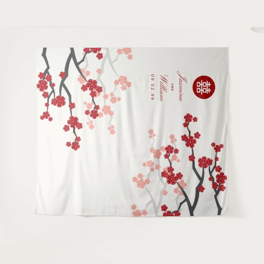 Hintergrund des chinesischen Hochzeitsstils des Ro Wandteppich (Vorderseite (Horizontal))