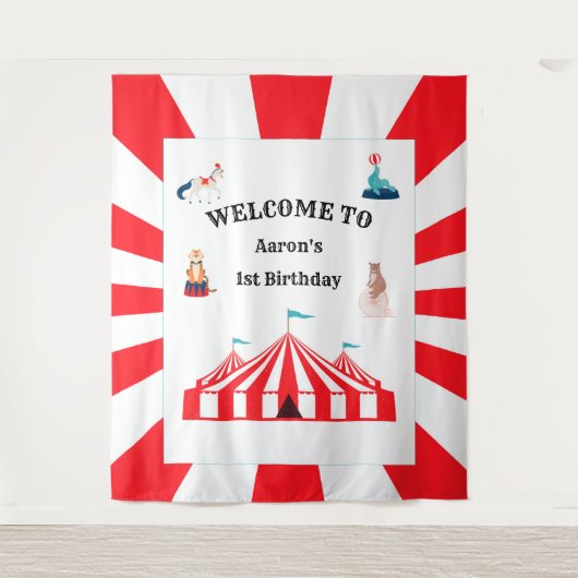 Hintergrund des Circus oder der Karneval-Geburtsta Wandteppich (Vorderseite)