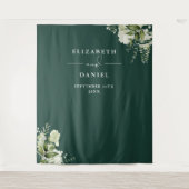 Hintergrund des Emerald Floral Wedding Foto Booth Wandteppich (Vorderseite)