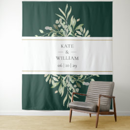 Hintergrund des Emerald Green Foliage Wedding Foto Wandteppich