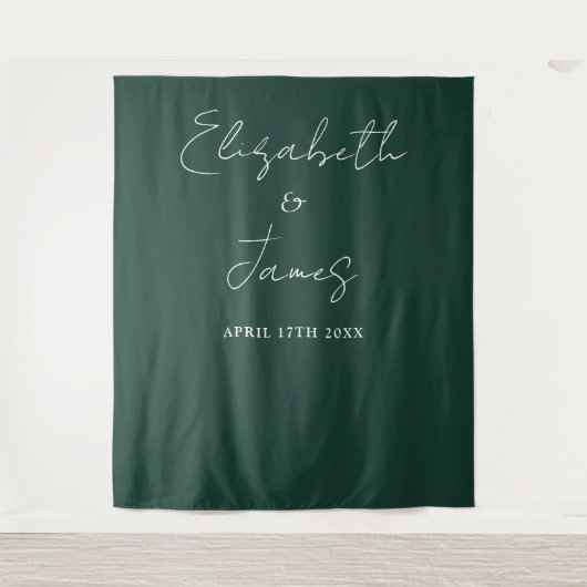 Hintergrund des Emerald Green Minimalistisch Weddi Wandteppich (Vorderseite)