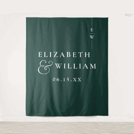 Hintergrund des Emerald Green Minimalistisch Weddi Wandteppich (Vorderseite)