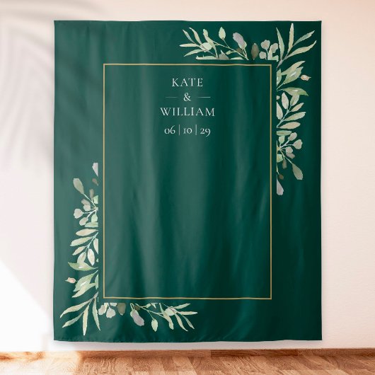 Hintergrund des Emerald Greenery Wedding Foto Boot Wandteppich