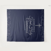 Hintergrund des ersten Kommunion Blue Silver Foto Wandteppich (Vorderseite (Horizontal))