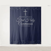 Hintergrund des ersten Kommunion Blue Silver Foto Wandteppich (Vorderseite)