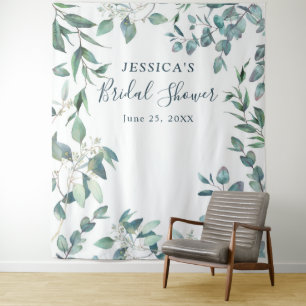 Hintergrund des Eukalyptus Brautparty Chic Foto Wandteppich