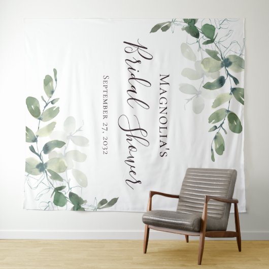 Hintergrund des Eukalyptus-Brautparty-Fotos Wandteppich (Beispiel (Horizontal))