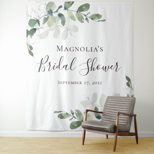 Hintergrund des Eukalyptus-Brautparty-Fotos Wandteppich (Beispiel)