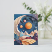 Hintergrund des farbenfrohen 3D-Effekts im Weltrau Postkarte (Stehend Vorderseite)