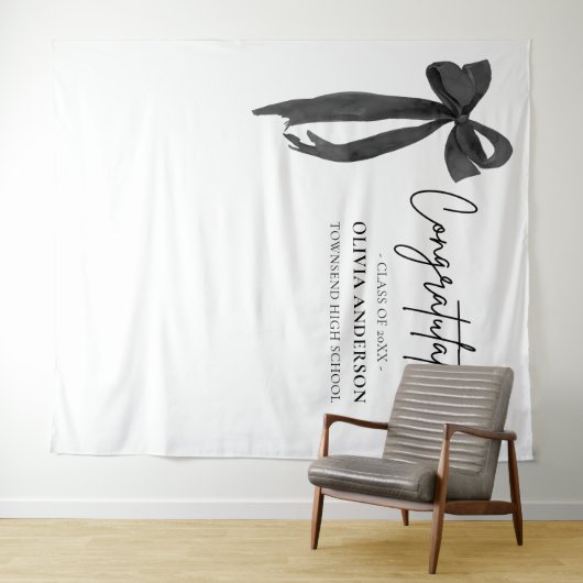 Hintergrund des Fotos "Black Bow Abschluss Congrat Wandteppich (Beispiel (Horizontal))