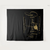 Hintergrund des Fotos der Black and Gold Graduatio Wandteppich (Vorderseite (Horizontal))