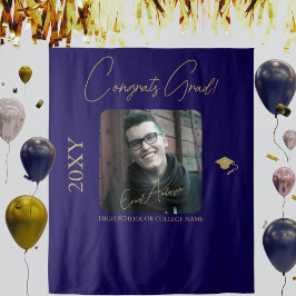 Hintergrund des Fotos der Blue Gold Graduate Gradu Wandteppich