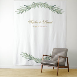 Hintergrund des Fotos der Olive Branches in Wasser Wandteppich